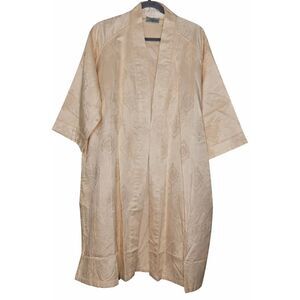 Aura womens xl long cream kimono long robe duster bamboo blend